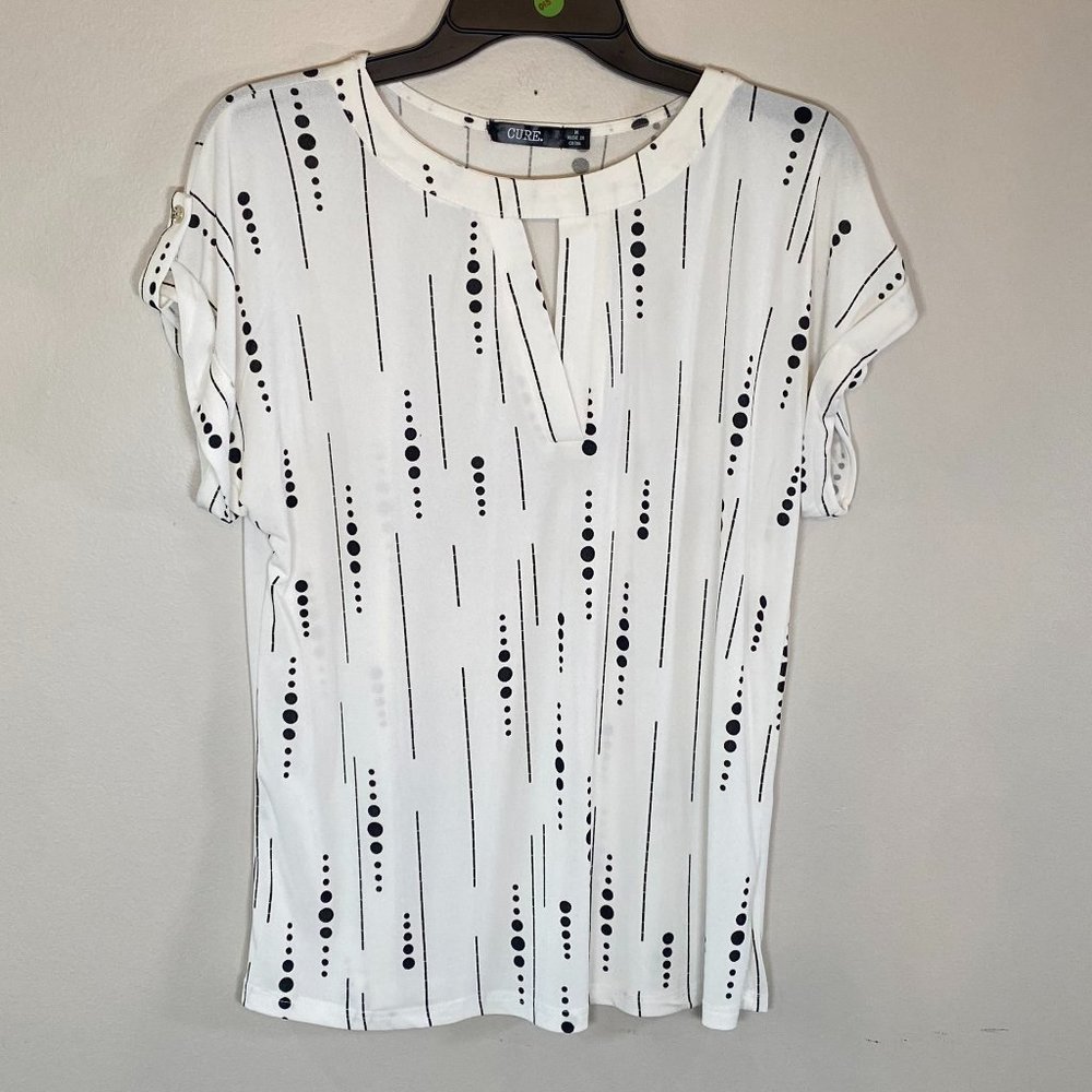 NWOT Cure White Blouse with Black Detailing